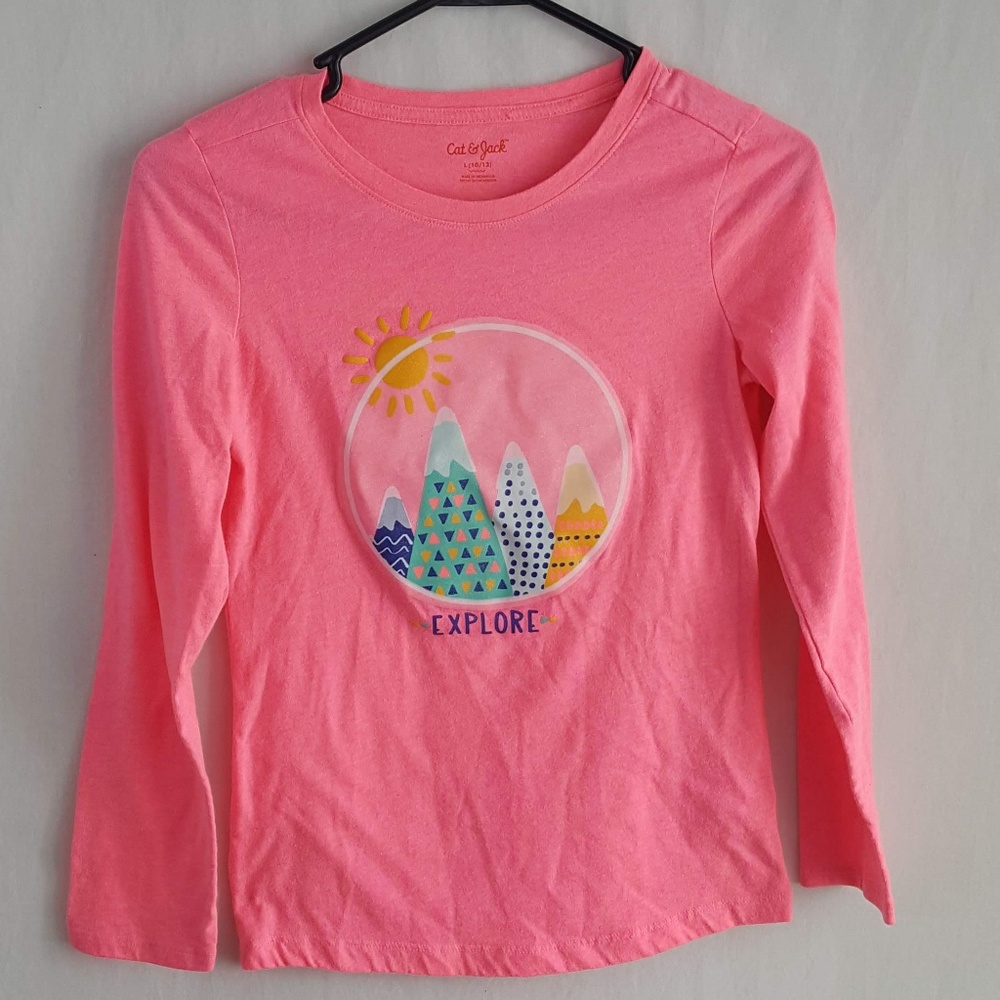 Cat & Jack Long Sleeve Pink Tee - Girl's 10/12